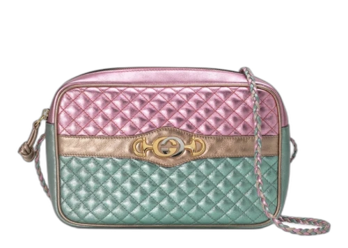 Gucci Laminated Shoulder Bag Small Pink/Blue