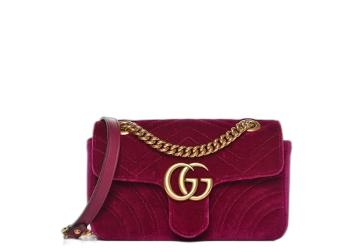 Gucci GG Marmont Velvet Matelasse Mini Rubin