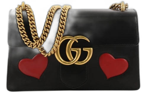 Gucci GG Marmont Patchwork Hearts Medium Black
