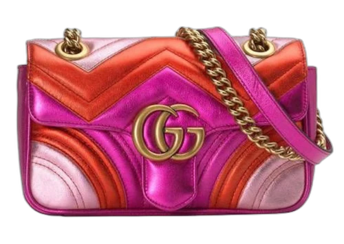 Gucci Marmont Matelasse Shoulder Bag Mini GG Metallic Red/Pink