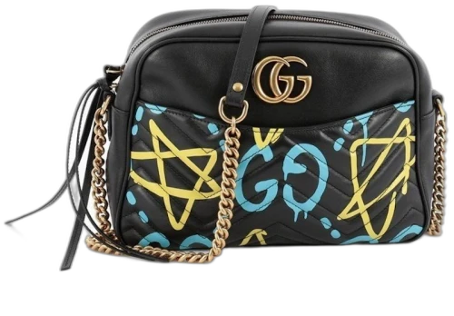 Gucci GG Marmont Shoulder Bag GucciGhost Medium Black