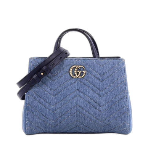 Gucci GG Marmont Tote Matelasse Pearly Small Blue