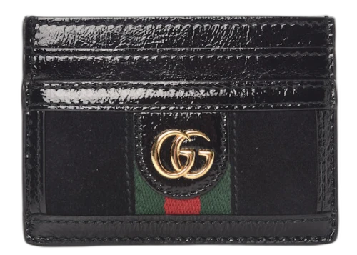 Gucci Ophidia Card Case Patent Suede Black