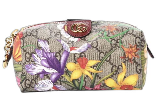 Gucci Ophidia GG Flora Zip Shoulder Bag Grey