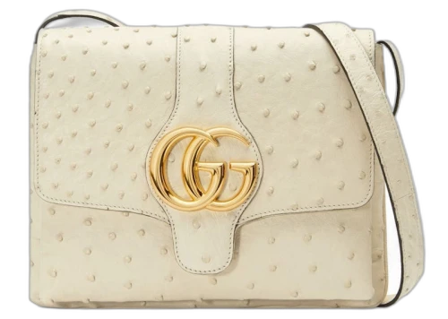 Gucci Ostrich Crossbody Bag Medium White