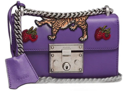 Gucci Padlock Embroidered Tiger Small Purple