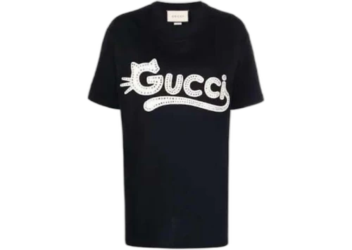 Gucci Rhinestone Logo T-shirt Black
