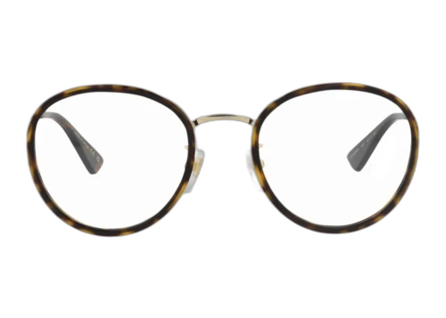 Gucci Round Frame Metal Optical Frames GG0608OK-30008216-003 Havana Gold Transparent