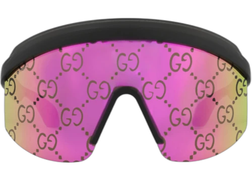 Gucci Shield Frame Injection Sunglasses GG1477S-30014507-004 Black Black Pink