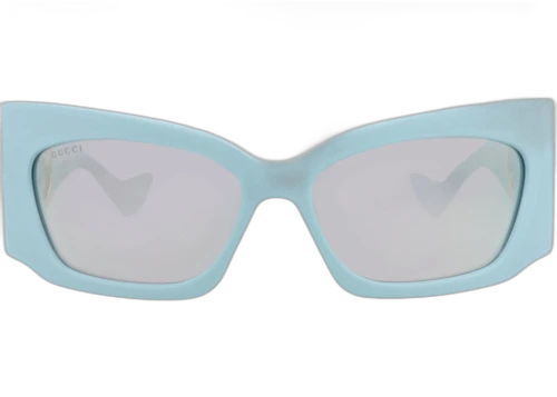 Gucci Shield Frame Recycled Acetate Sunglasses GG1412S-30014422-005 Blue Light Blue Silver