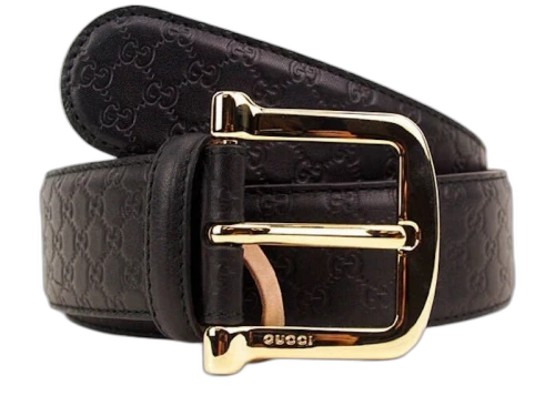 Gucci Signature Belt Guccissima Embossed Gold Black