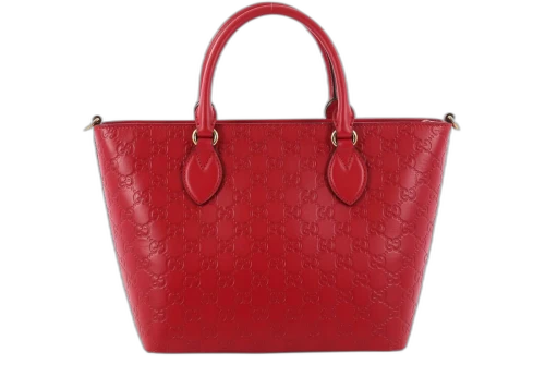 Gucci Signature Convertible Tote Guccissima Medium Red