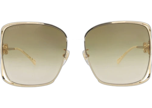 Gucci Square Frame Metal Sunglasses GG1020S-30011745-004 Gold Gold Brown
