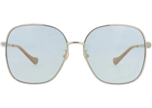 Gucci Square Frame Metal Sunglasses GG1089SA-30012967-004 Gold Gold Light Blue