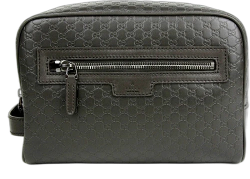 Gucci Zip Top Toiletry Bag Monogram Guccissima Brown