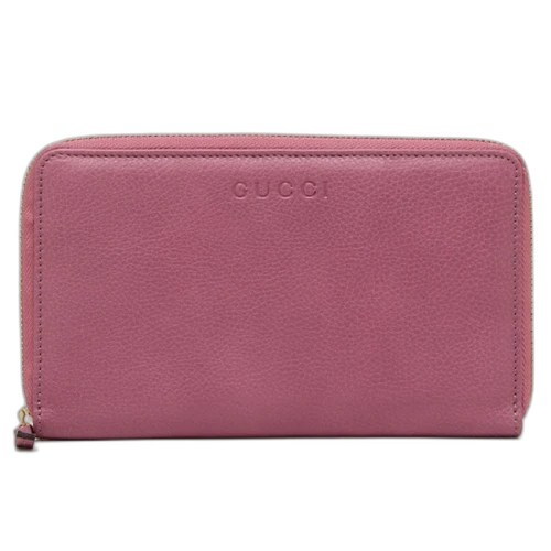 Gucci Zip Around Wallet Grained Calfskin Pink