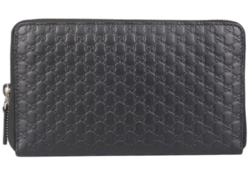 Gucci Zip Around Wallet Microguccissima Black