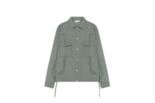 John Elliott Cotton Poplin Snap Overshirt Olive