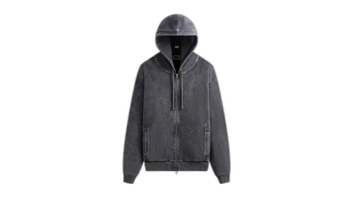 Kith Antique Wash Full Zip Nelson Hoodie Black