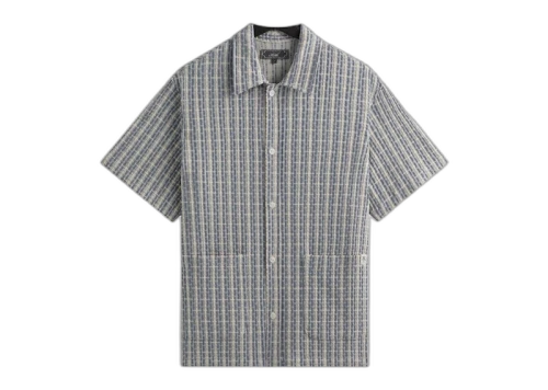 Kith Bubble Check Short Sleeve Boxy Collared Overshirt Light Indigo