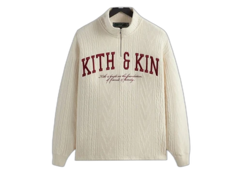 Kith Cable Fleece Quarter Zip Sandrift