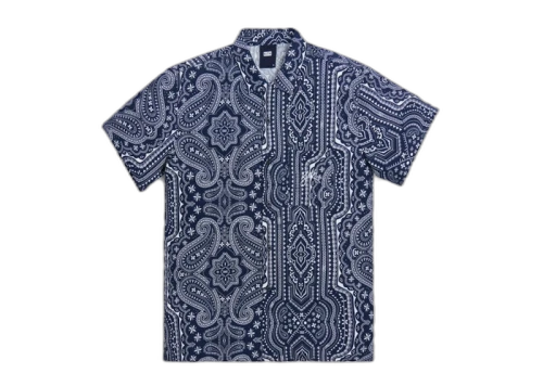 Kith Camp Collar Silk Cotton Shirt Navy/Multi