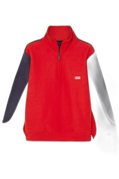 Kith Champion Inika Quarter Zip Oversized Pullover Red/White/Navy