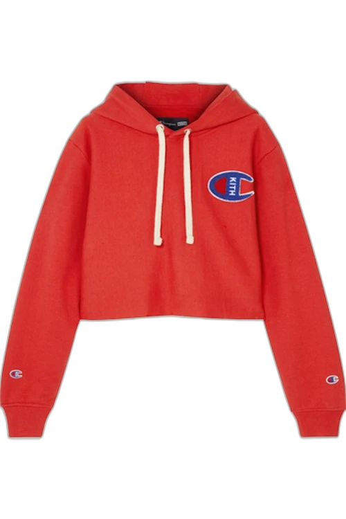 Kith Champion Nia Cropped Hoodie Red