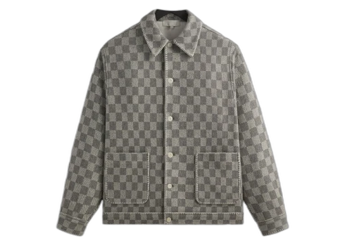 Kith Check Boucle Boxy Collared Overshirt Steel
