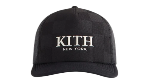 Kith Checkerboard Double Weave Nolan Trucker Hat Black