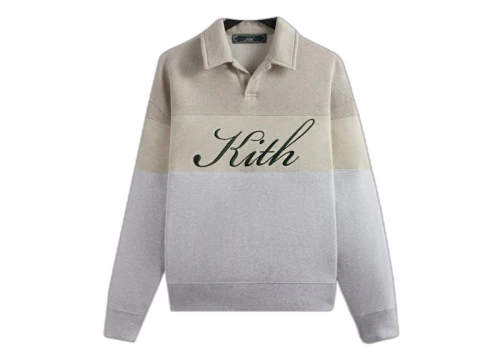 Kith Color-Blocked Nelson Collared Pullover Light Heather Grey