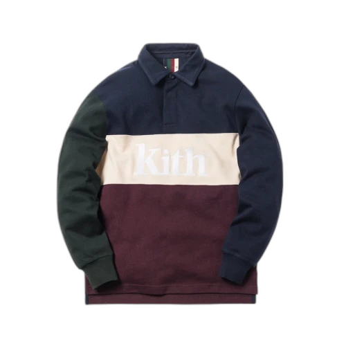 Kith Color Blocked Rugby Navy/Burgundy/Green