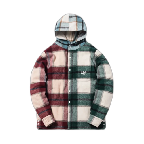 Kith Combo Plaid Flannel Hooded Shirt Multi