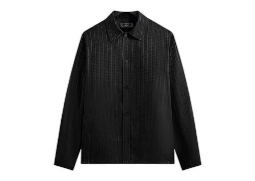 Kith Crest Logo Boxy Collared Overshirt Black