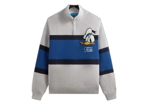 Kith Disney Donald Duck Quarter Zip Wyona Sweater Light Heather Grey