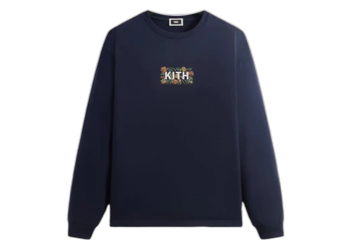 Kith Floral Classic Logo Long Sleeve Tee Nocturnal