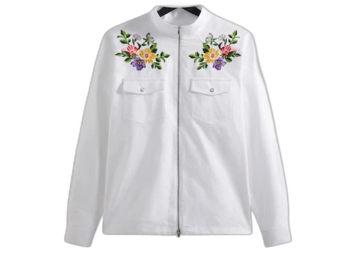 Kith Floral Oxford Blake Zip Front Shirt White