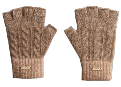 Kith Kithmas Cable Knit Fingerless Gloves Quicksand