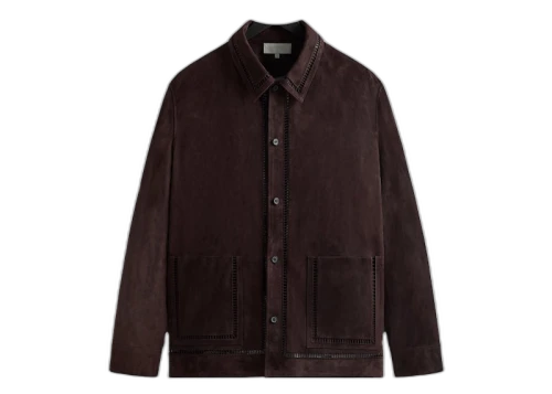 Kith Ladder Stitch Suede Boxy Collared Overshirt Incognito