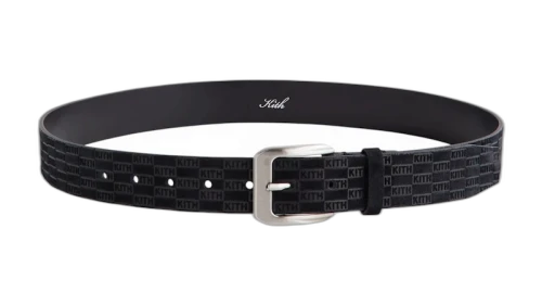 Kith Monogram Suede Leather Belt Black