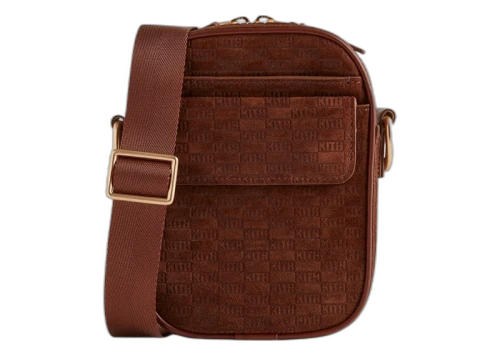 Kith Monogram Suede Utility Pouch Crossbody Walnut