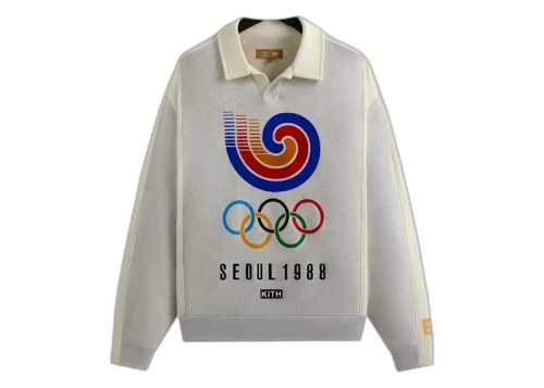 Kith Olympics Heritage Nelson Collared Pullover Light Heather Grey