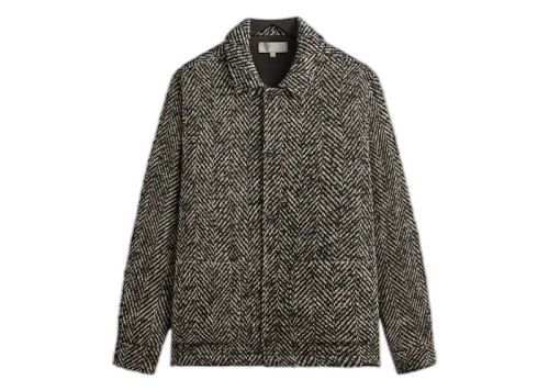 Kith Oversized Herringbone Boxy Collared Overshirt Black