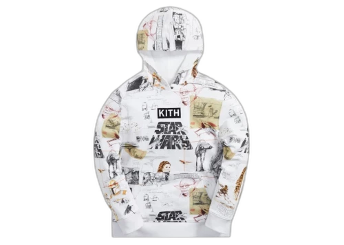 Kith x STAR WARS Kids Sketches Hoodie White