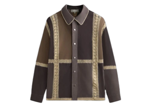 Kith Suede Combo Boxy Collared Overshirt Hematite