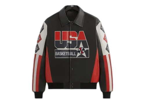 Kith USA Basketball Leather Jacket Black