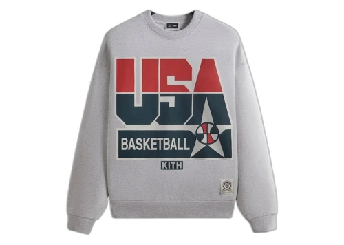 Kith USA Basketball Legend Vintage Nelson Crewneck Light Heather Grey