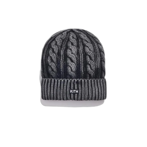Kith Washed Cable Knit Beanie Black