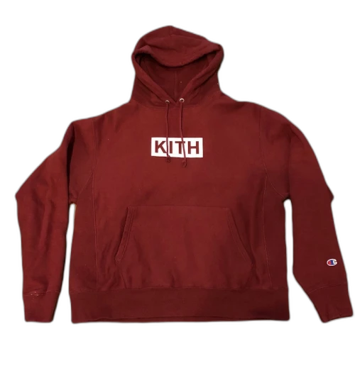 Kith x Champion Box Logo Hoodie Red