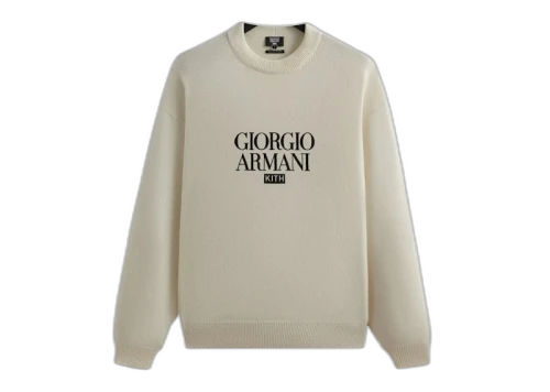 Kith x Giorgio Armani Classic Logo Cashmere Sweater Sandrift